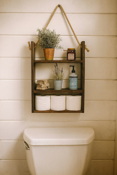 Rustic Hanging Shelf: The Perfect Blend of Style and Function for Your Bathroom