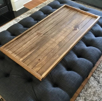 The Ultimate Organizer for Your Living Room: An Oversized Wood Ottoman Tray