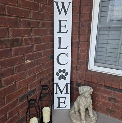 Welcome Home with Our Rustic Paw Print Welcome Sign
