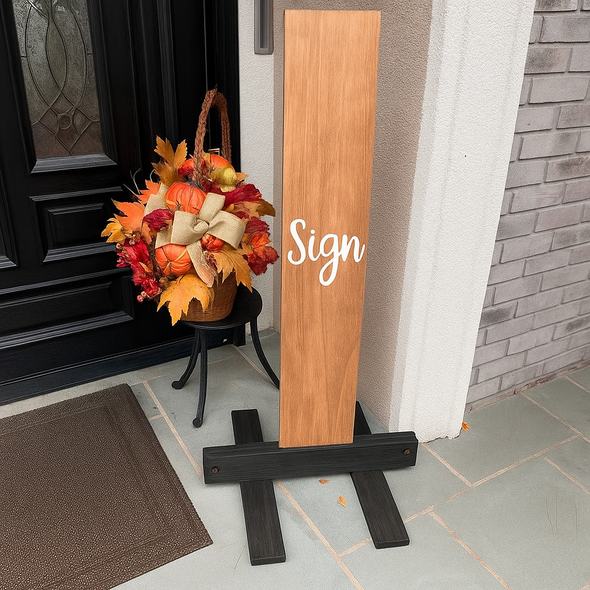Wooden Porch Sign Stand – Fits Standard Vertical Signs