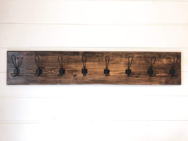 American Farmhouse Wood Wall Coat Hook Rack, Handmade in the USA