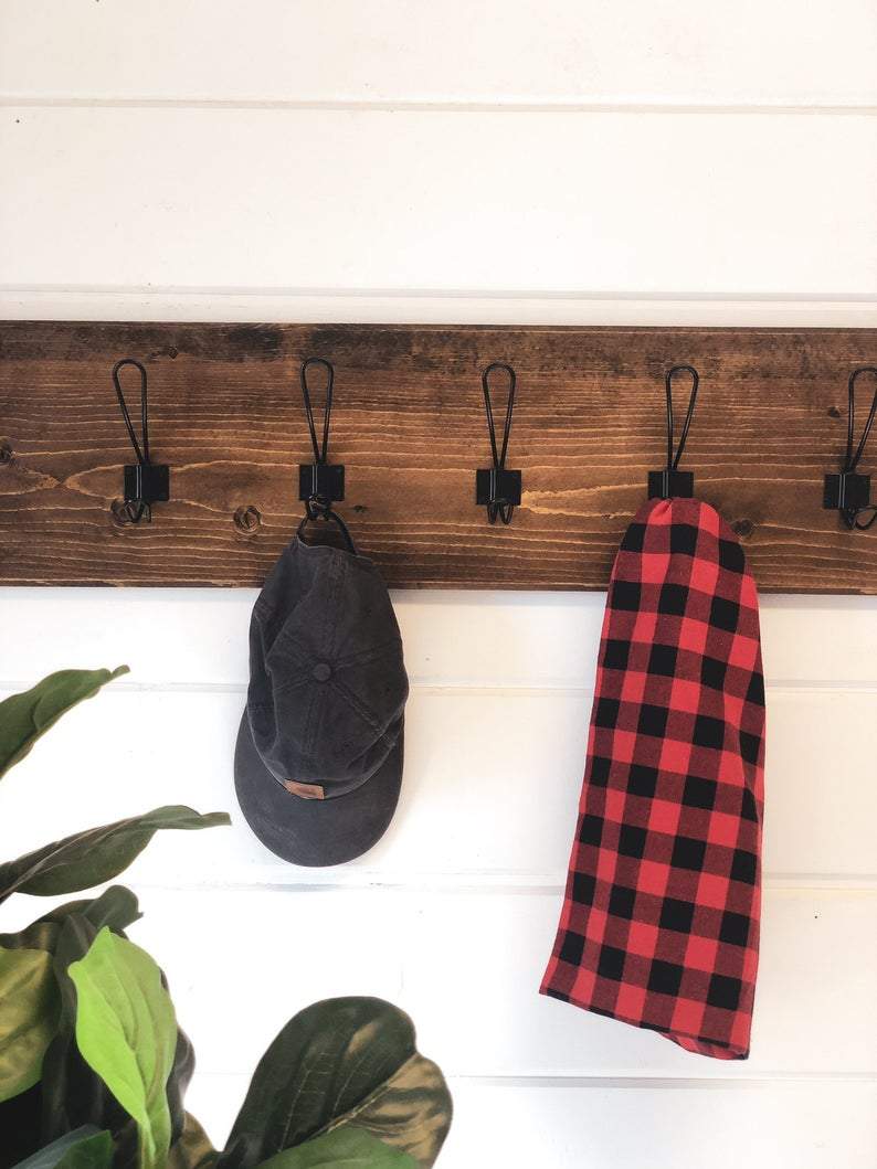 Coat Rack with Shelf (Choose your Length) Towel Rack Entryway Organizer  Wall Mounted Hooks