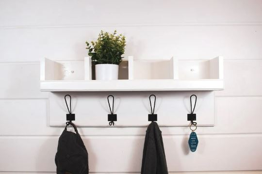 Cubby coat rack with oversized farmhouse hooks - Main Image