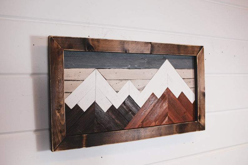 Wooden Mountain Art, Nature Wall Art, Interior Decor, Japan Line Art, Mountain  Wall Hanging, Nursery Decor,