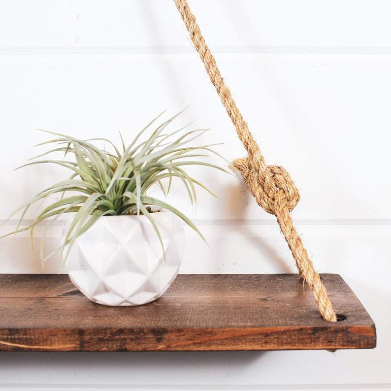 Rustic Wooden Shelves With Rope