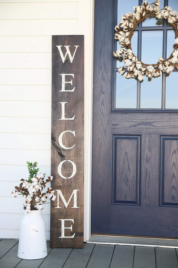 WELCOME SIGN, RUSTIC Wood welcome sign, front door welcome sign, vertical welcome sign, welcome sign porch, large welcome sign, home decor, - Native Range