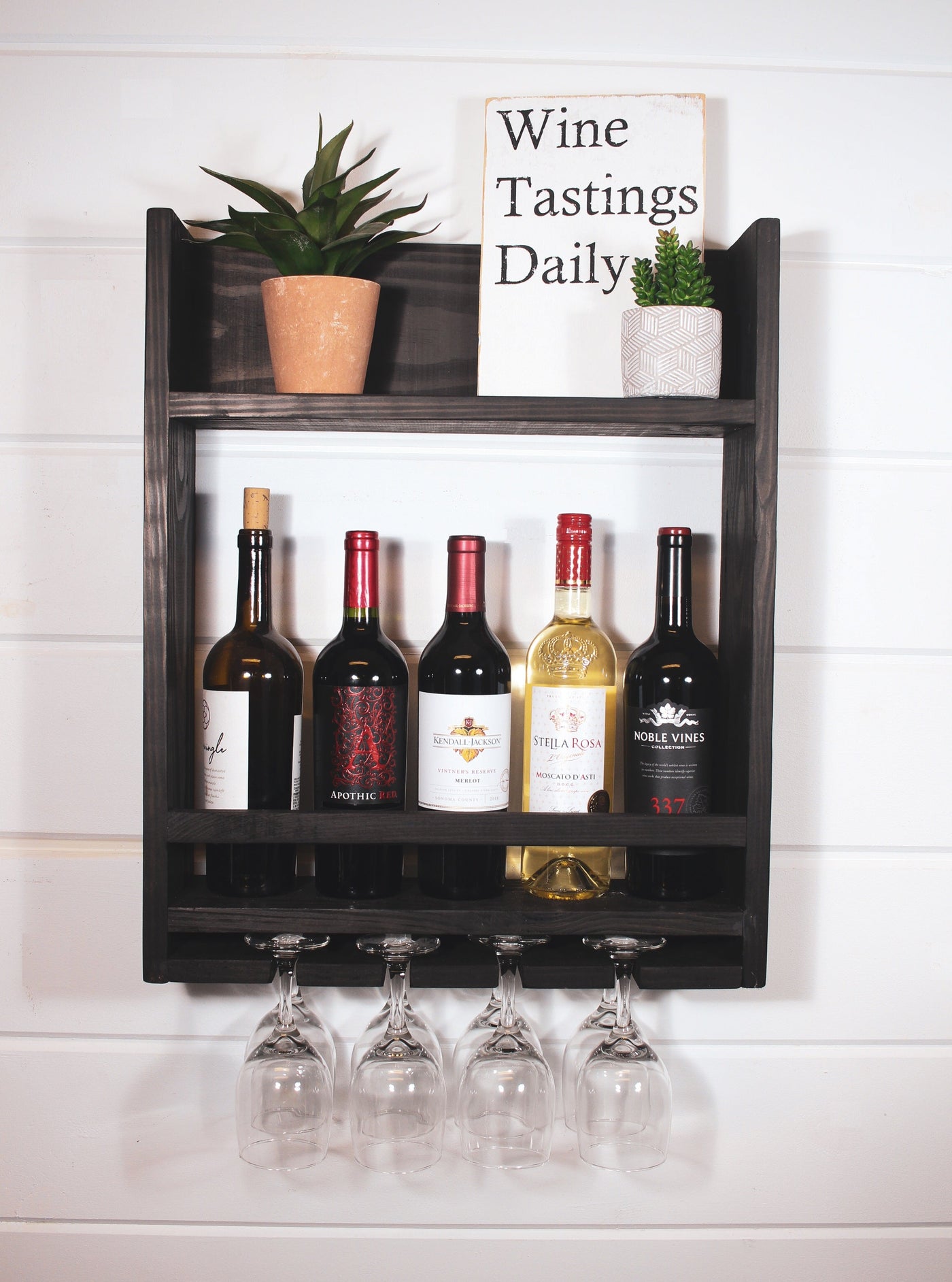 Wine and bar shelf with stemware rack