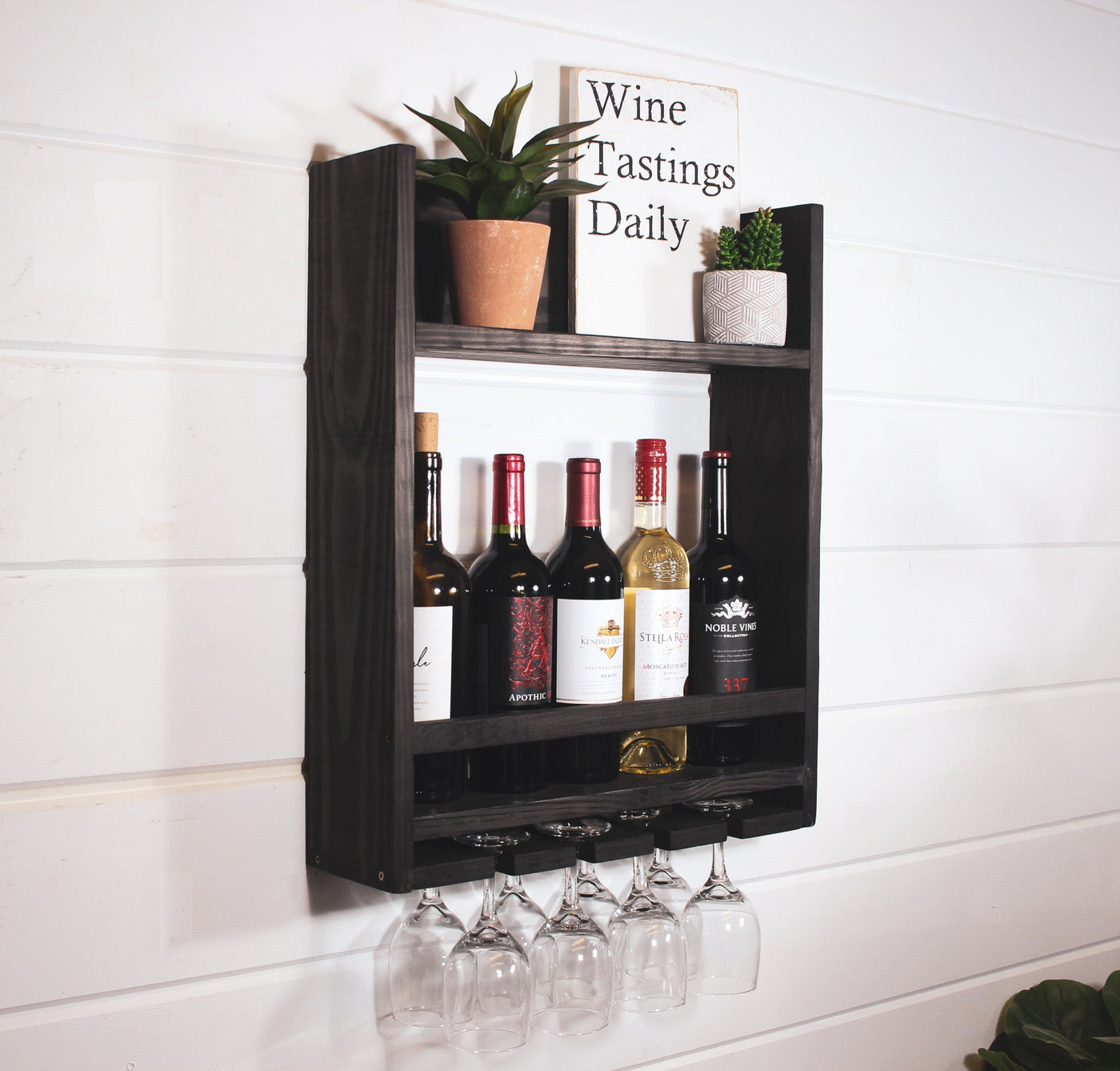 Wine and bar shelf with stemware rack