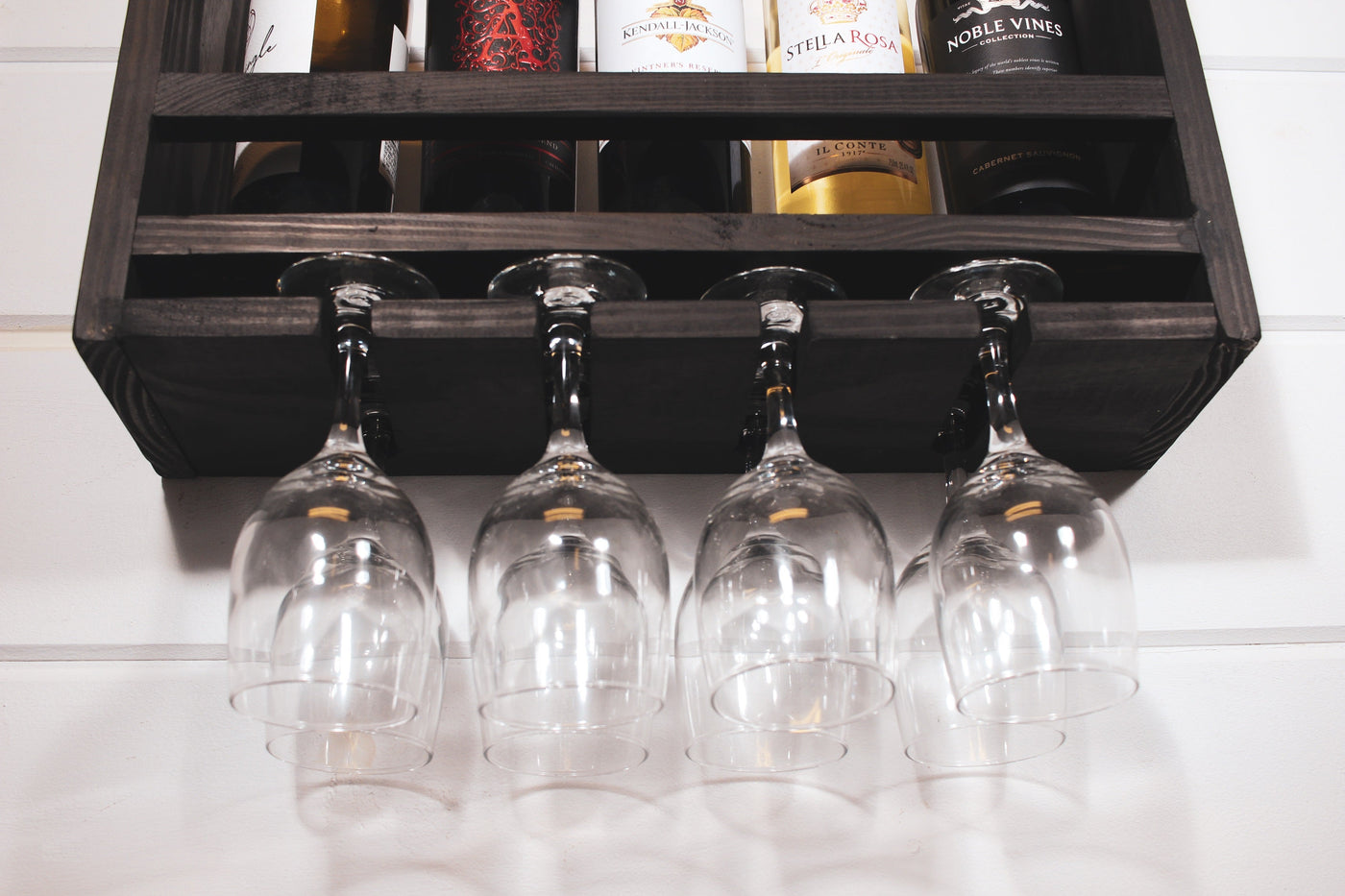 Wine and bar shelf with stemware rack