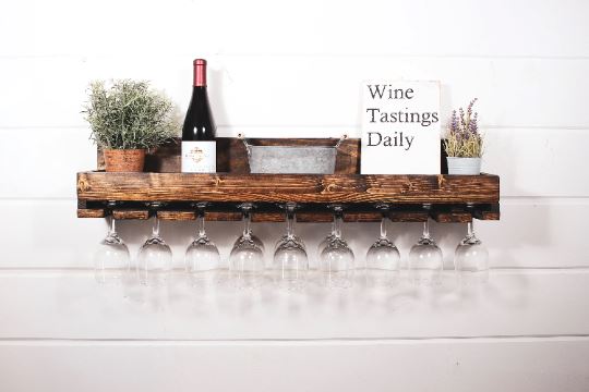 Floating Wine Glass Shelf Rack 